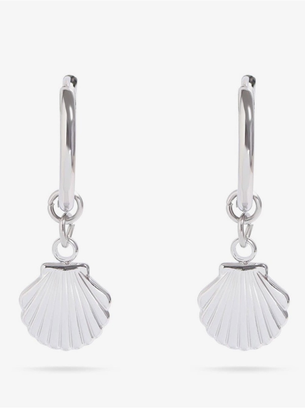 Silver Colored Seashell Huggie Earrings